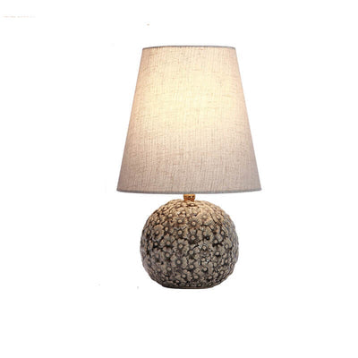 Modern Minimalist Fabric Sphere Ceramic 1-Light Table Lamp