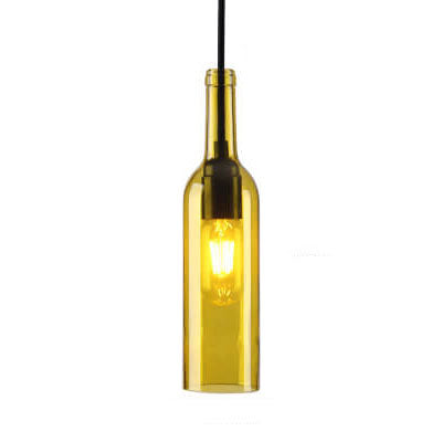 Antique Glass Wine Bottle 1-Light Pendant Light