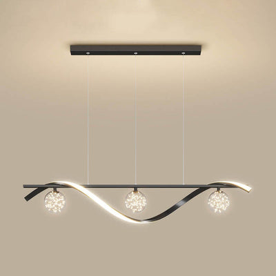 Modern Creative Curve Long Striped Glass Ball LED Chandelier