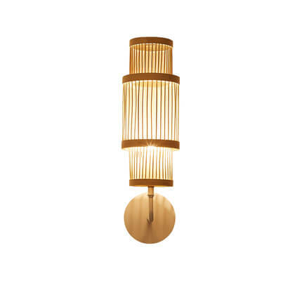 Modern Bamboo Weaving Cylindrical 1-Light Wall Sconce Lamp