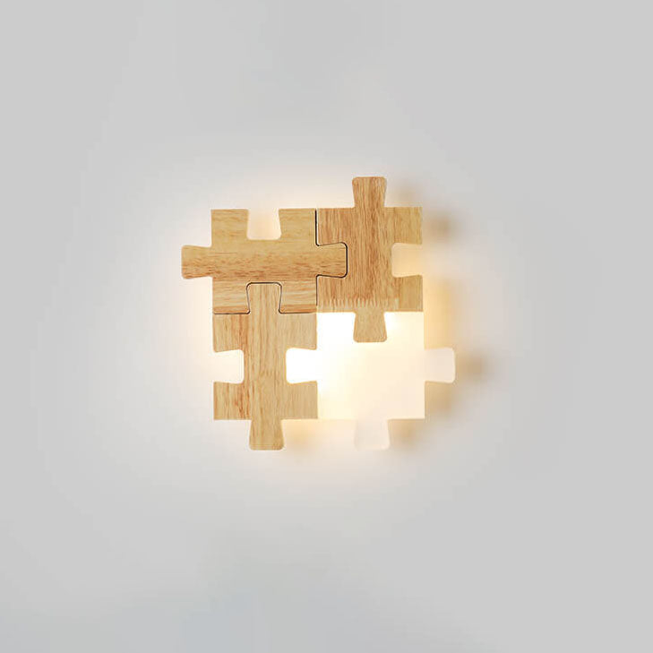 Nordic Wood Puzzles 1-Light LED Wall Sconce Lamp