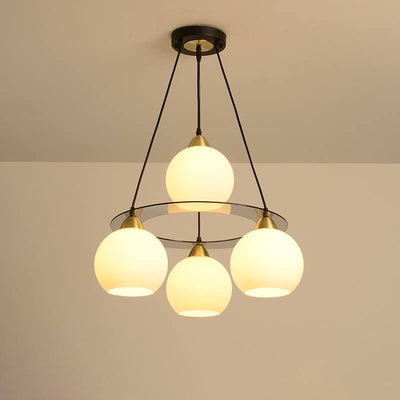 Modern Minimalist Glass Ball Ring 4-Light Chandelier