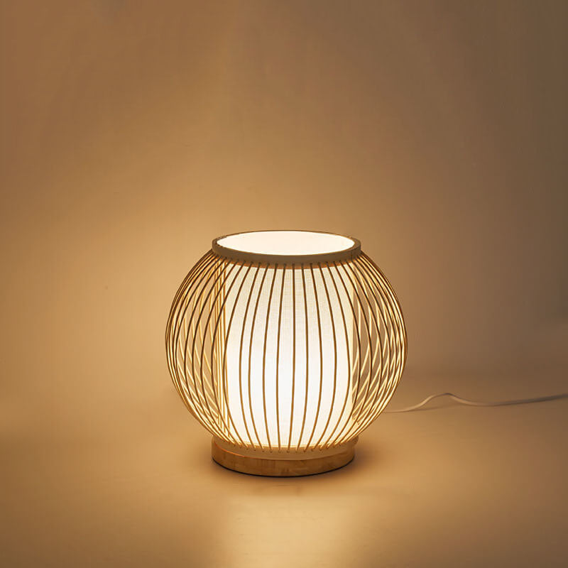Lampe de Table à 1 Lumière en Tissage de Bambou Moderne 