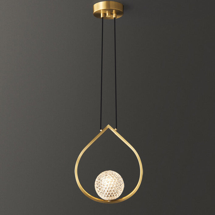 Moderne kreative Wassertropfen-Kristall-Messing 1-flammige Pendelleuchte 