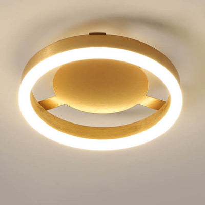 Einfache kreisförmige / quadratische LED-Deckenleuchte aus goldenem Aluminium 