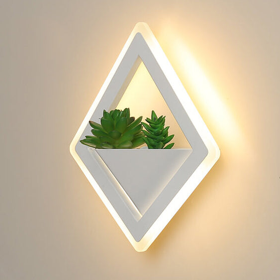 Modern Square Iron Plants Acrylic LED Wall Sconce Lamp