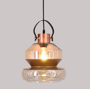 Industrial Amber Geometric Jar Glass 1-Light Pendant Light