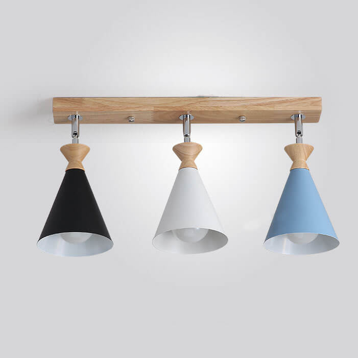 Macaron Cone Shade 3-Light Semi-Flush Mount Ceiling Light
