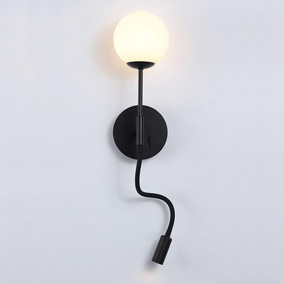 Modern Round Glass Ball Silicone Hose 1-Light Wall Sconce Lamp