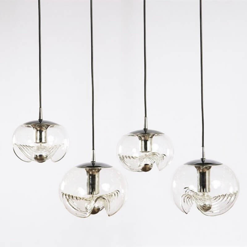 Vintage Clear Wave Glass Globe 1-Light Pendant Light