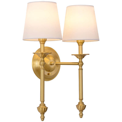 Modern Brass Fabric Shade 1/2 Light Wall Sconce Lamp