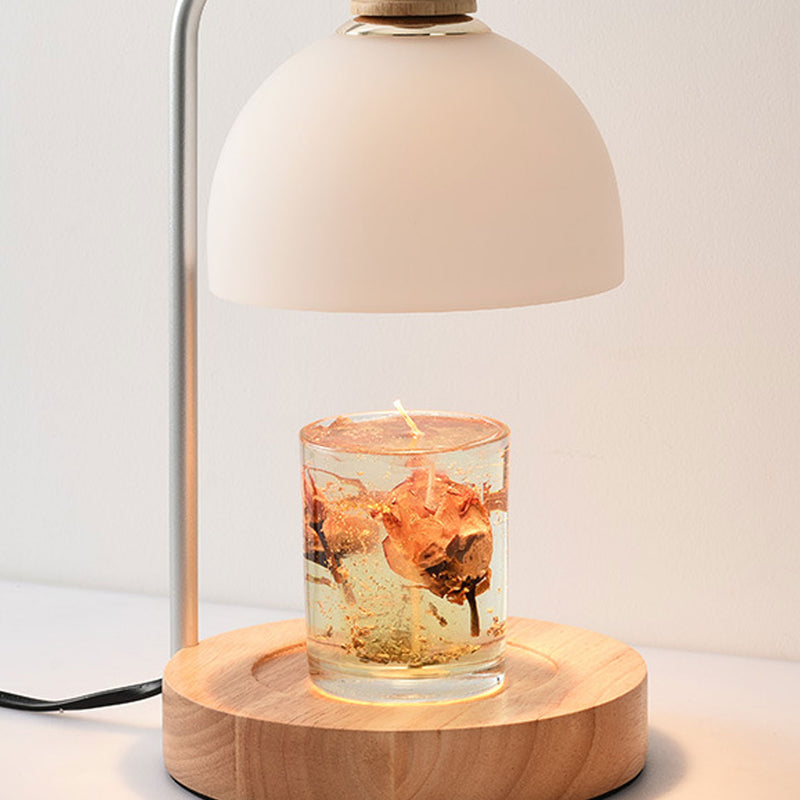Lampe de table à cire fondue à 2 lumières avec dôme en verre simple 