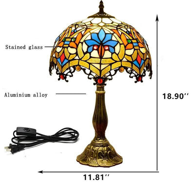 Lámpara de Mesa de 1 Luz con Vidrio Tiffany de Flor Europea 