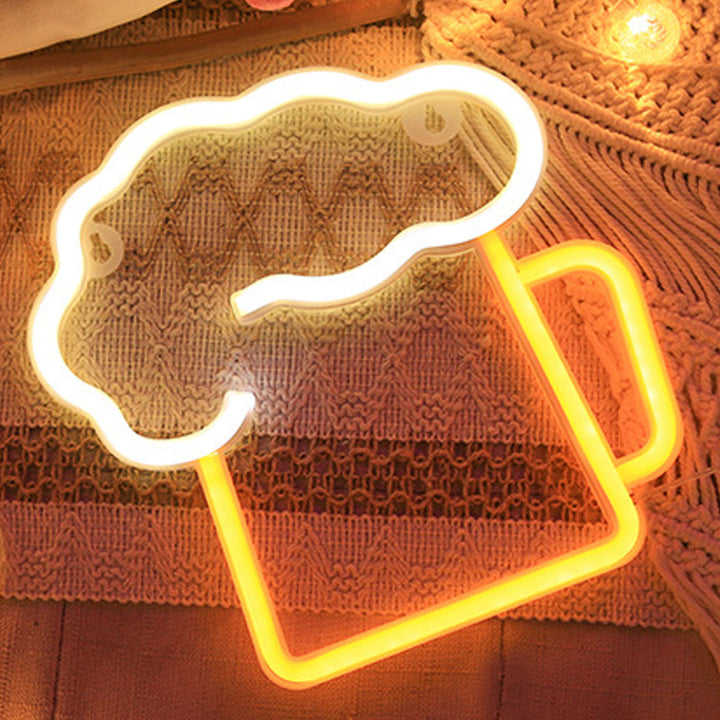 Tasse à bière néon créative, batterie LED/lumière décorative USB 