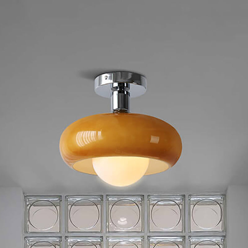 Modern Glass Creative Egg Tart Design 1-Light Flush Mount Light