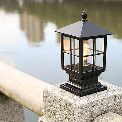 Europäische Säulenlaterne für den Außenbereich, wasserdicht, rostfrei, 1-Licht-Terrassenlicht 