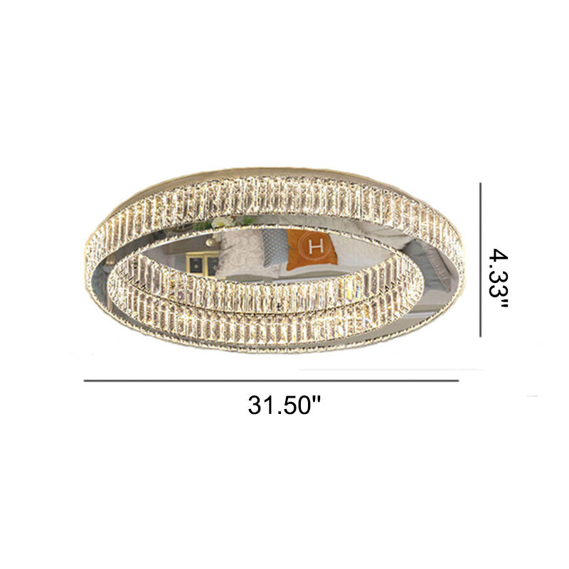 Modern Round Flush Mount Lighting Crystal LED Ceiling Light