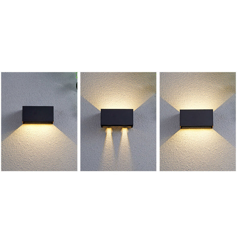 Modern Outdoor Waterproof Rectangular LED Up and Down Illuminated Outdoor Wall Sconce Lamp