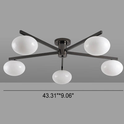 Nordic Light Luxury Glass Ball Iron Bracket 3/4/5 Light Semi- Flush Mount Ceiling Light