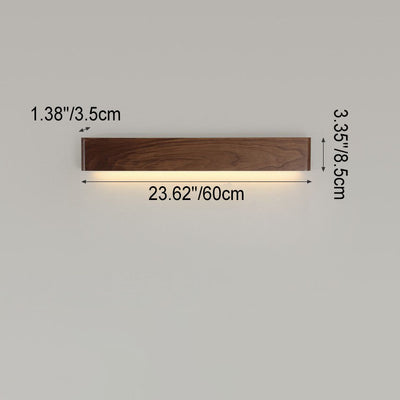 Minimalist Chinese Walnut Rectangular LED Wall Sconce Lamp