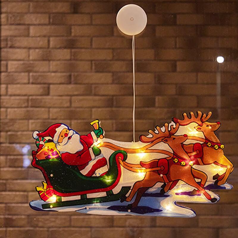 Décoration de fenêtre à ventouse avec lumières de Noël à l&
