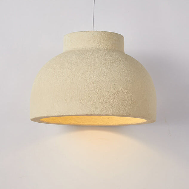 Minimalist Handmade Earthy Yellow Bowl-shaped 1-Light Pendant Light