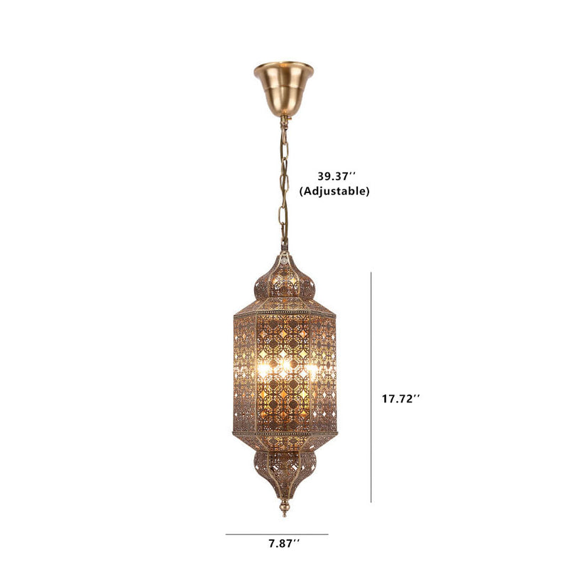 Vintage Exotic Cylindrical Hollow 3-Light Chandelier