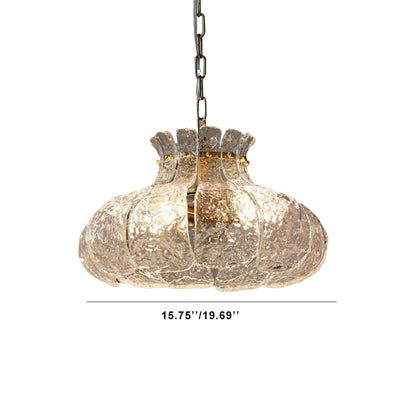 Vintage Ice Melting Glass Pear Shaped 4-Light Chandelier