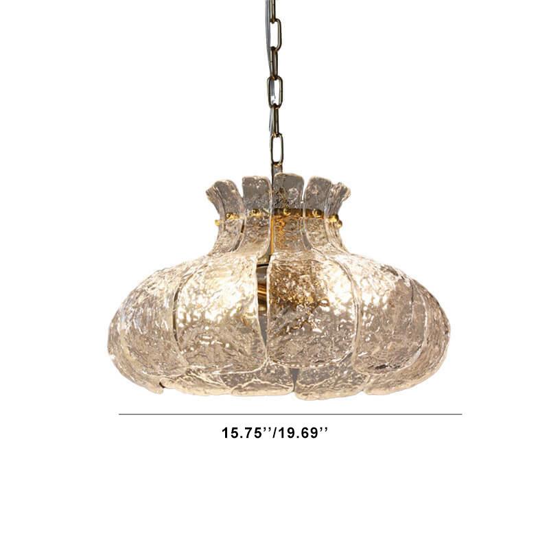 Vintage Ice Melting Glass Pear Shaped 4-Light Chandelier