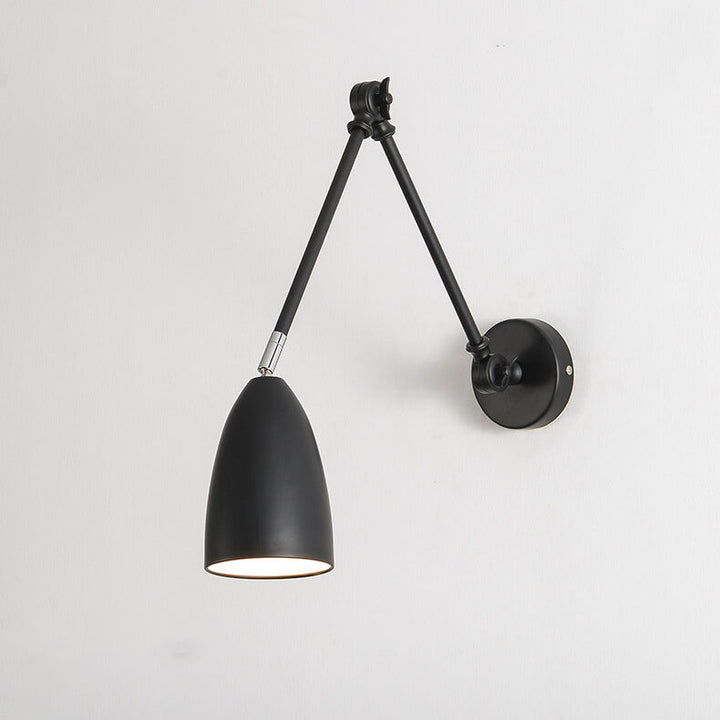 Lampe murale à bras oscillant industriel rétro rotatif rétractable en fer à 1 lumière 