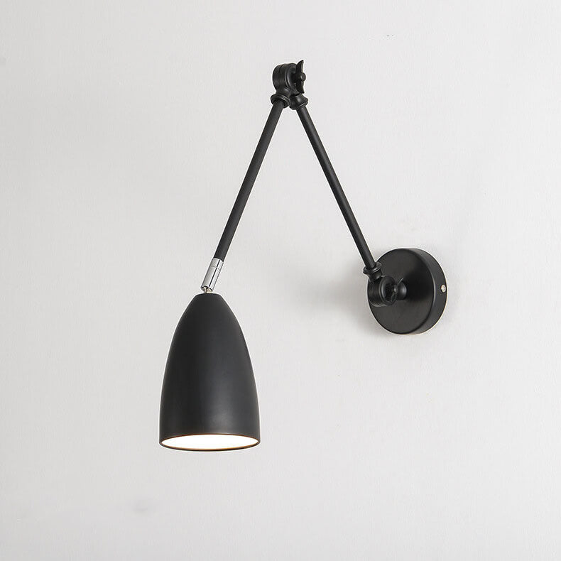 Lampe murale à bras oscillant industriel rétro rotatif rétractable en fer à 1 lumière 