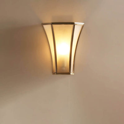 Vintage Glass Brass Column 1-Light Wall Sconce Lamp