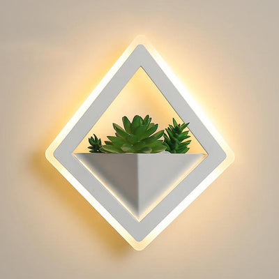 Modern Square Iron Plants Acrylic LED Wall Sconce Lamp