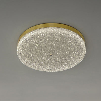 Modern Glass Brass Round LED Flush Mount Ceiling Light