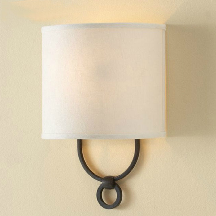 Retro Industrial Fabric Iron Ring 1-Light Wall Sconce Lamp