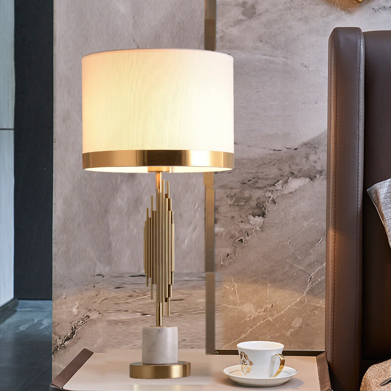 Nordic Luxury Fabric Marble Base 1-Light Table Lamp