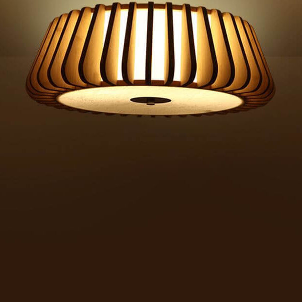 Contemporary Nordic Solid Wood Round Shape 3/4/5 Light Ceiling Light For Living Room