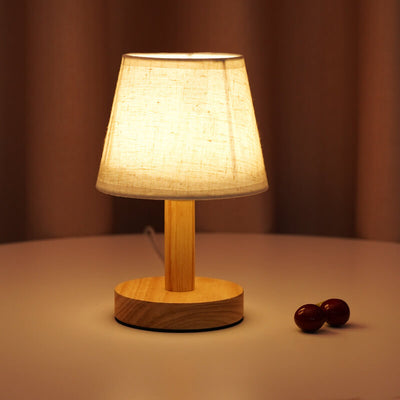 Vintage Linen Drum Shade 1-Light LED Table Lamp