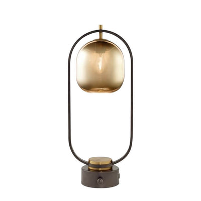 Modern Amber Glass Ring 1-Light Table Lamp