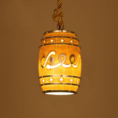 Vintage Wine Barrel Resin 1-Light Pendant Light