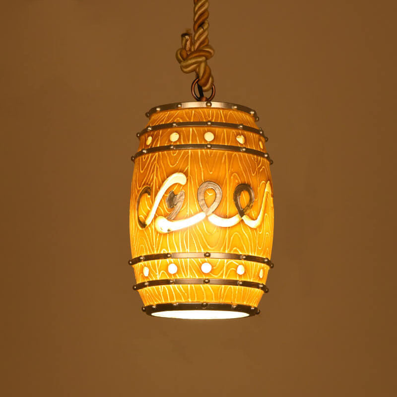 Vintage Wine Barrel Resin 1-Light Pendant Light