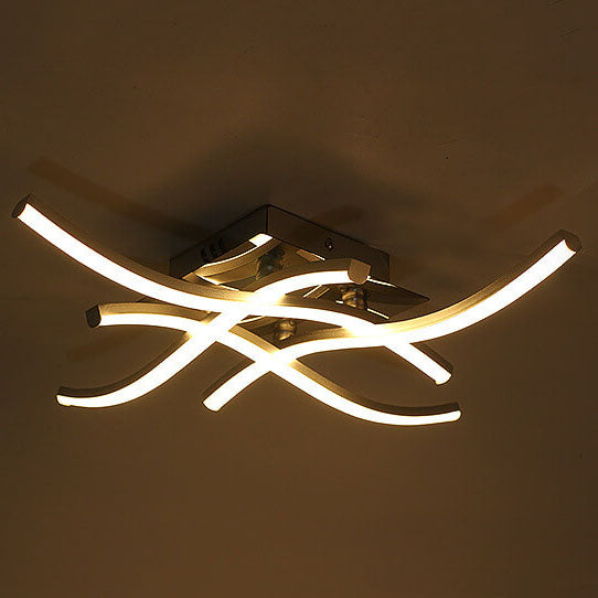 مصباح سقف LED شبه متدفق من الألومنيوم بتصميم خط موجة بسيط 