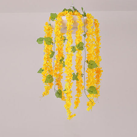 Retro Gelbe Blumensimulation Pflanzen 1-Licht Pendelleuchte 