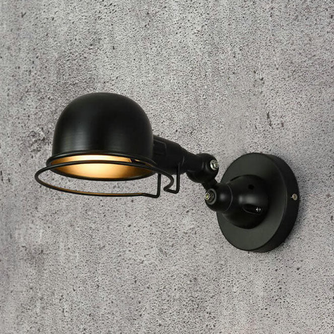 Applique murale 1 lumière rotative avec abat-jour en dôme en fer industriel 