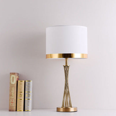 Nordic Fabric Gold Linear Base 1-Light  Table Lamp