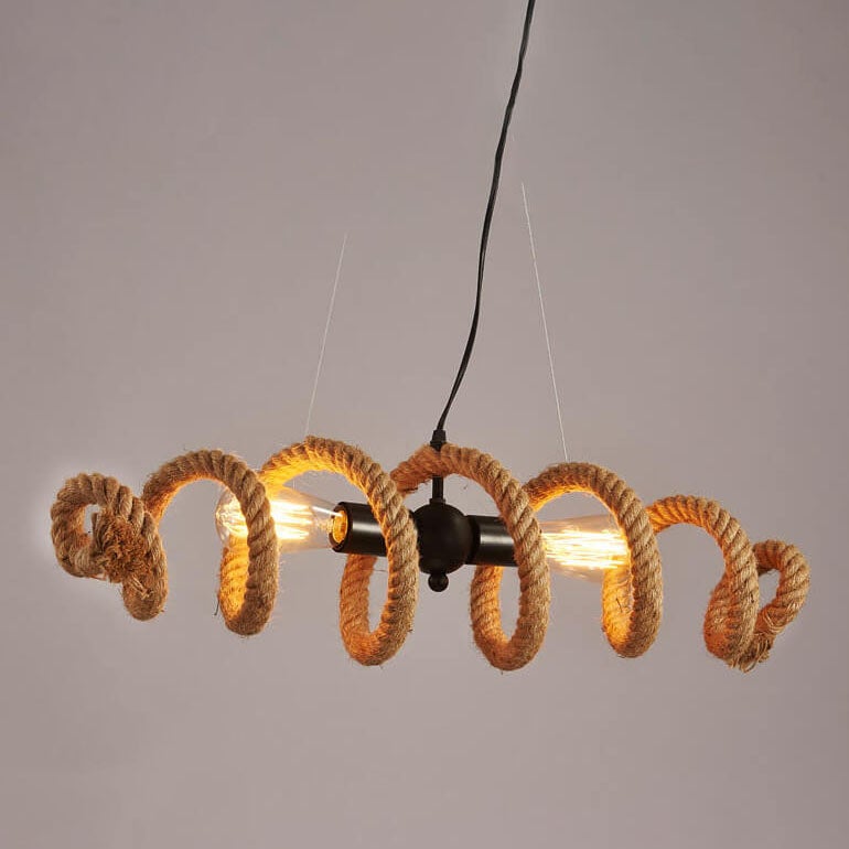 Vintage Weaving Rope Spiral Wave 2-Licht-Kronleuchter 