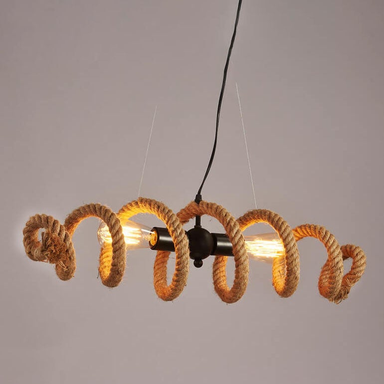 Vintage Weaving Rope Spiral Wave  2-Light Chandelier