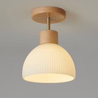 Nordic Glass Half Round 1-Light Semi-Flush Mount Ceiling Light