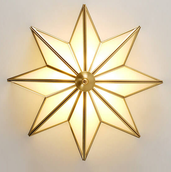 Modern Luxury Brass Pentagram 4-Light Flush Mount Ceiling Light