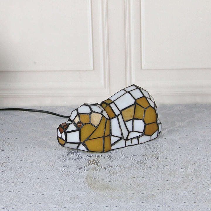Tiffany Creative Chats /Chiens en Vitrail Lampe de Table Veilleuse 1 Lumière 